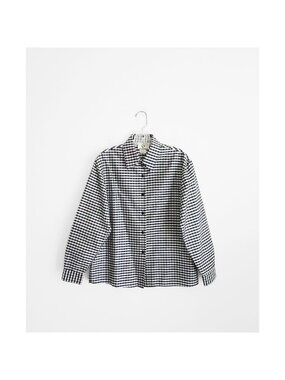 Vintage 90s Y2K Ice Black White Check Silk Long Sleeve Button Down Shirt Medium